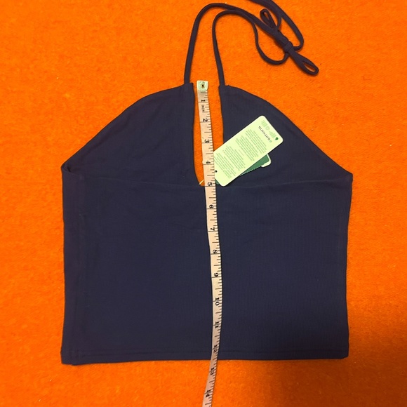 Eco-friendly purple ribbed stretchy criss-cross cropped halter camisole NWT - Picture 11 of 11